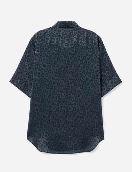 Short Sleeves Western Shirt - Rayon Leopard Jacquard view 8