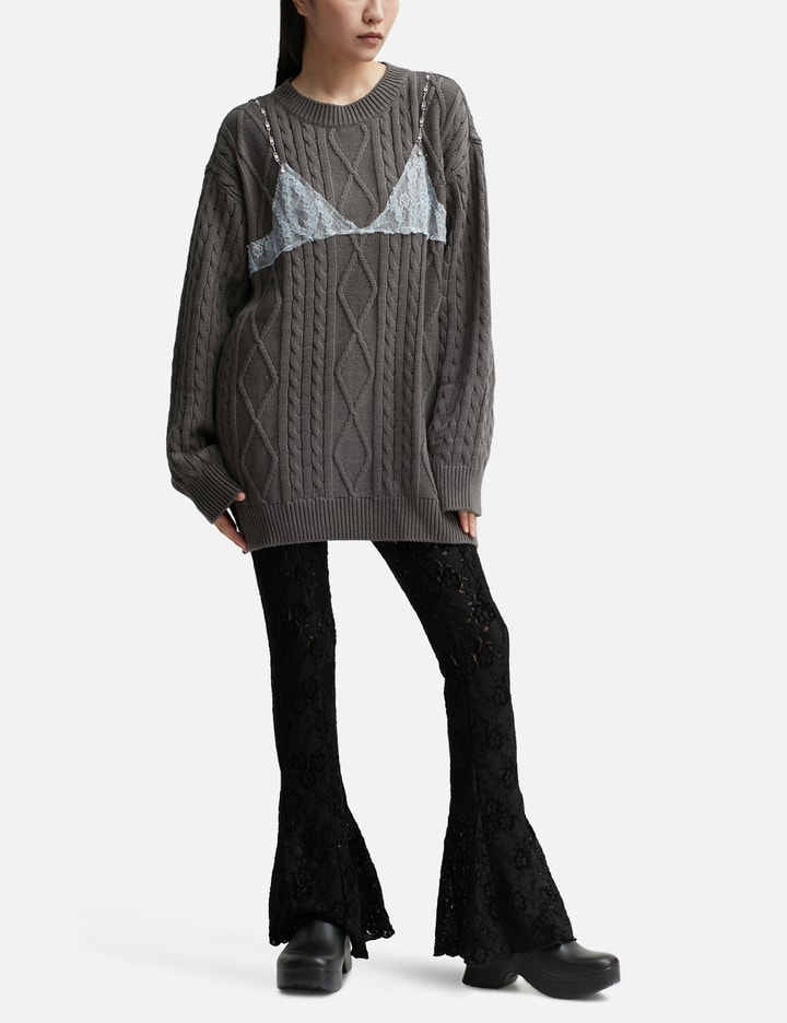 Tess Lace On Boyfriend Fit Knit Sweater Placeholder Image