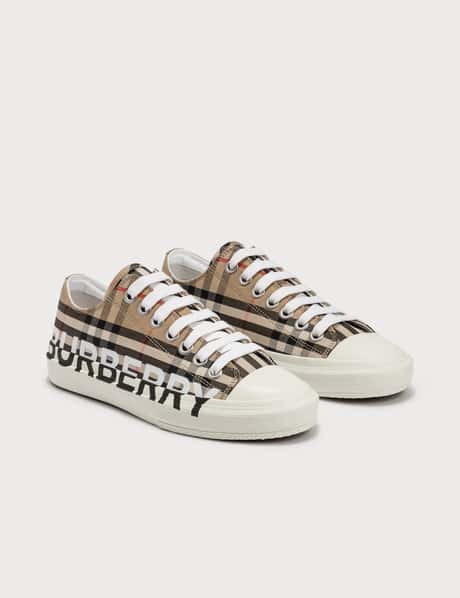 Burberry Logo Print Vintage Check Cotton Sneakers HBX