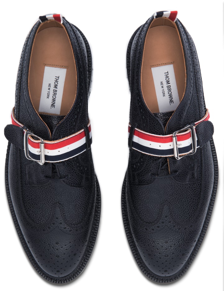 Pebble Grain Leather Classic Longwing Shoes with Commando Sole & Grosgrain Straps Placeholder Image