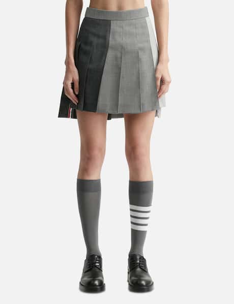 Thom Browne Fun-Mix Thigh Length Dropped Back Pleated Skirt