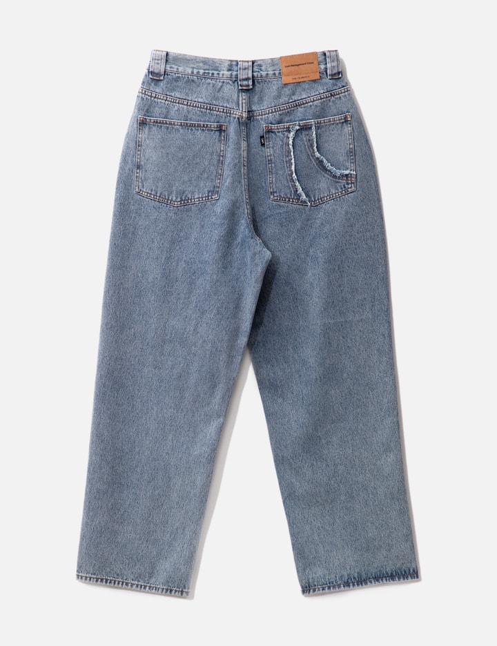 Shop Lmc Curved Raw Edge Denim Wide Jean In Blue
