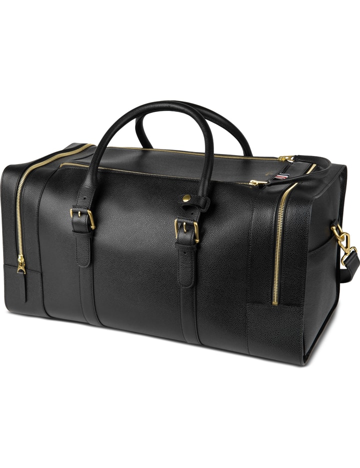 Black Pebble Grain Leather Weekend Holdall Duffle Bag Placeholder Image