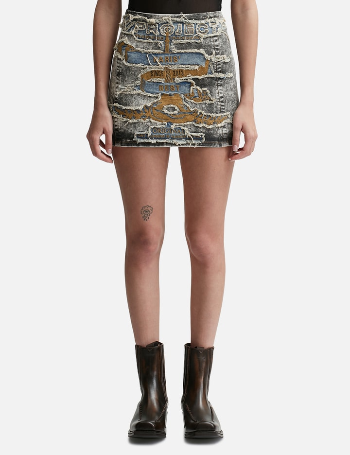 Paris Best Patch Denim Mini Skirt Placeholder Image