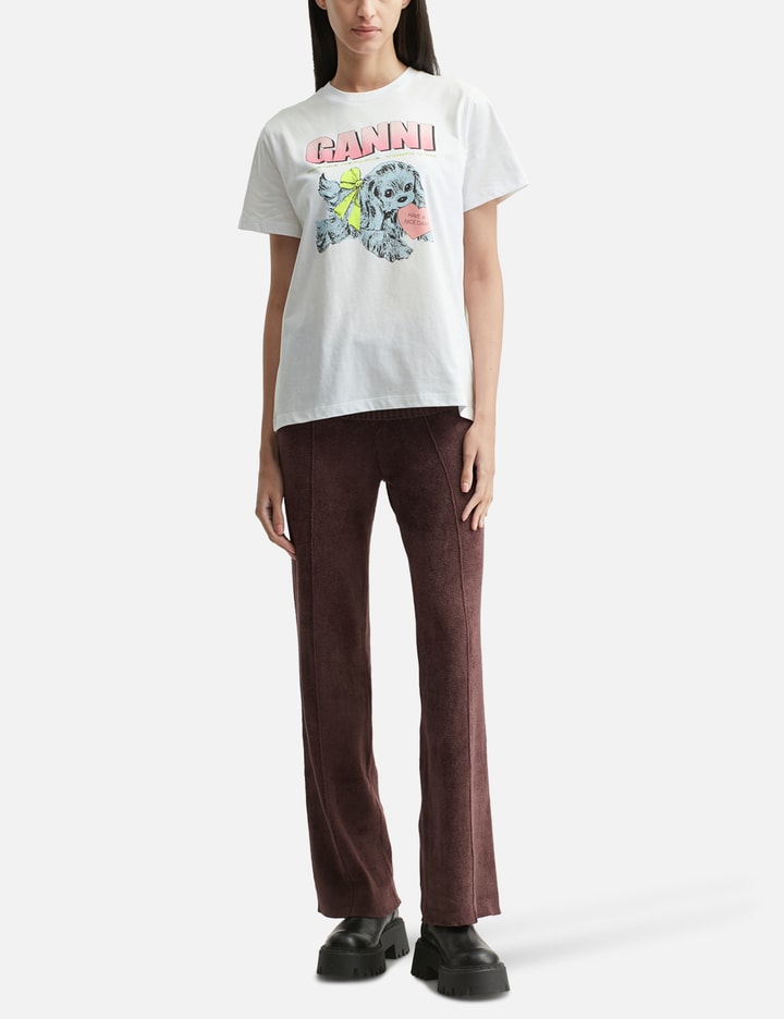 Ganni Graphic Print Crew Neck Short Sleeve Top In White