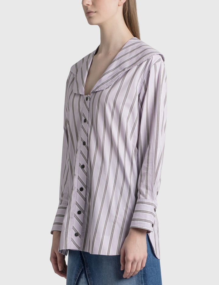 V Neck Stripe Cotton Poplin Shirt Placeholder Image