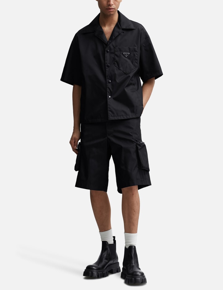 Shop Prada Re-nylon Short Sleeve Shirt In Black