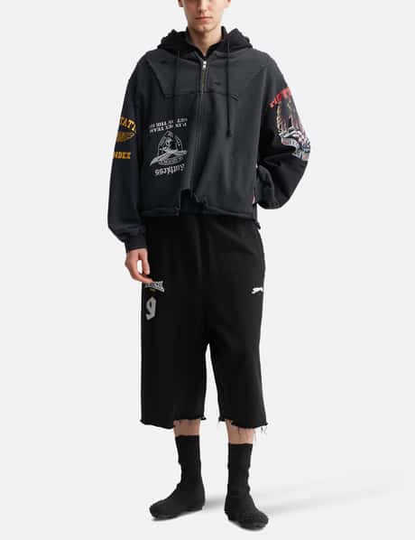 Protocol-Index Upside Down Zip Hoodie - 逆さまデザインの半オーバー 