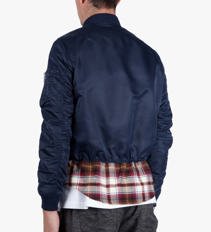 PHENOMENON Navy Check Mix MA-1 Blouson Jacket