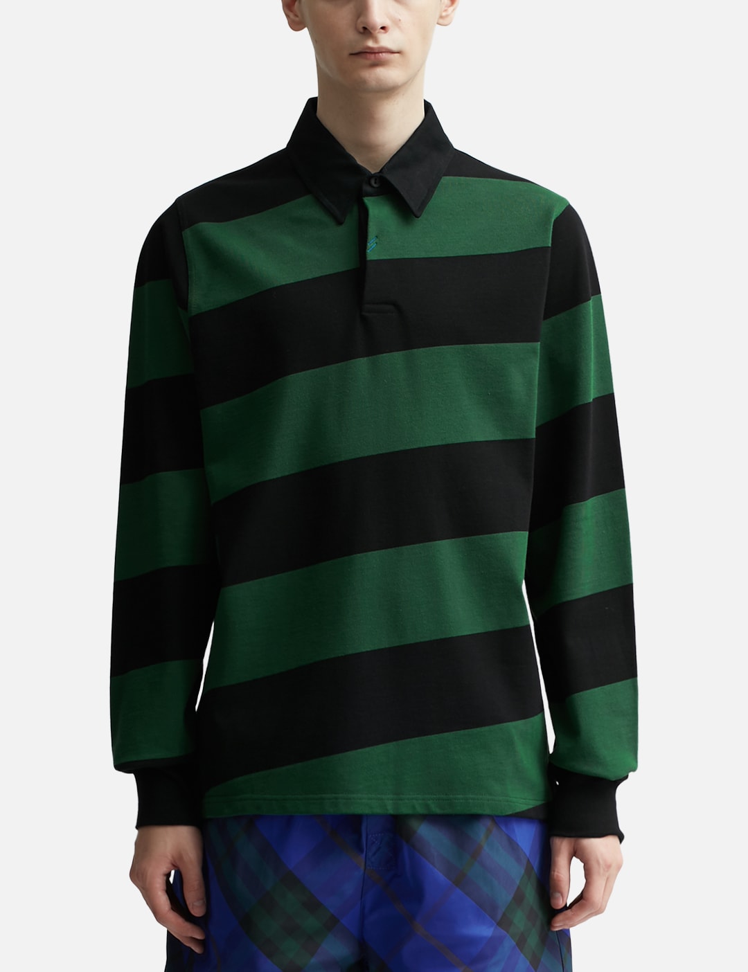 Long Sleeve Striped Cotton Polo Shirt view 11