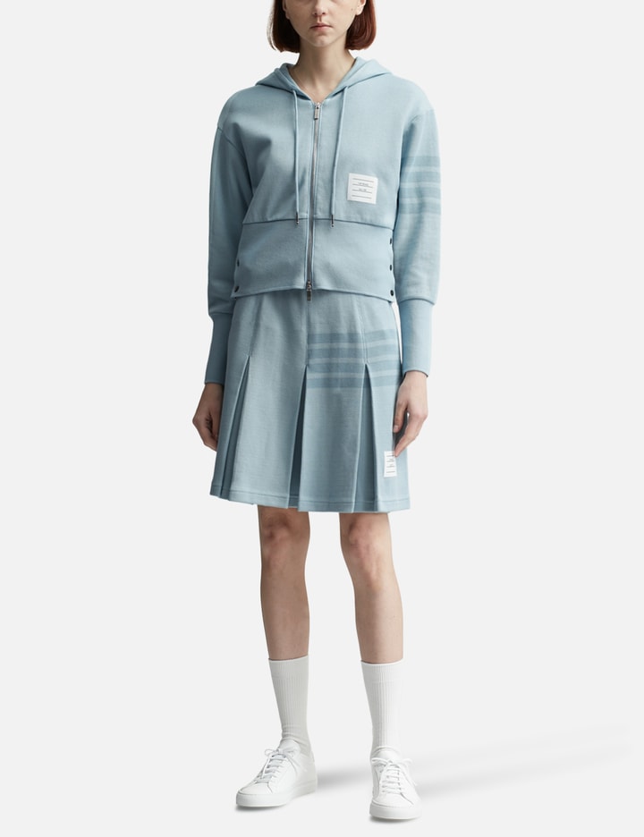Shop Thom Browne Box Pleat Skirt In Double Face Knit In Blue