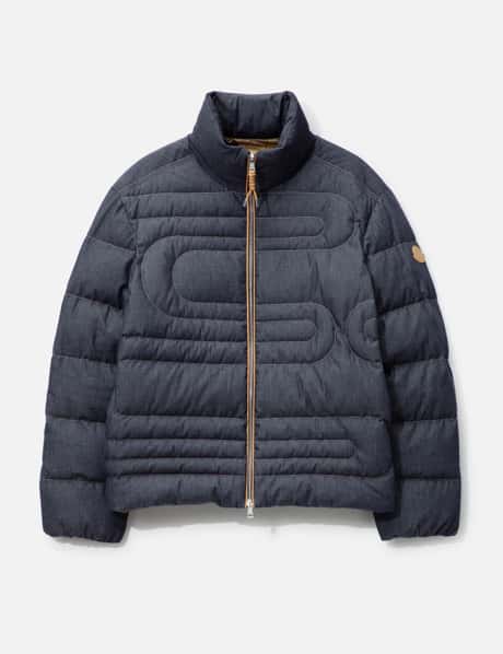 Moncler Xiaohai Snake-Quilted Denim Short Down Jacket