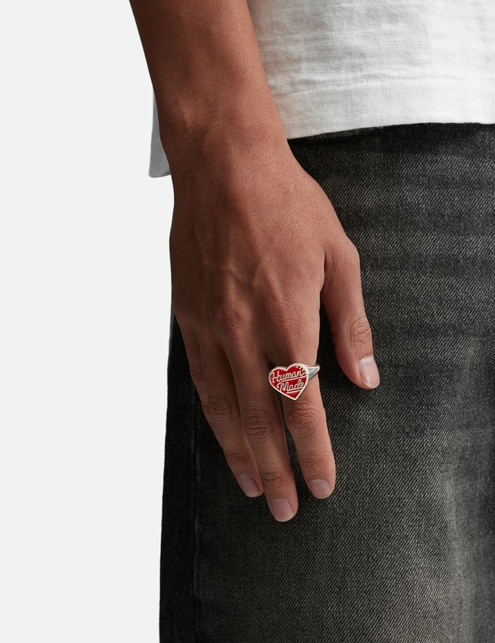 Shop Human Made Heart Silver Ring In Red