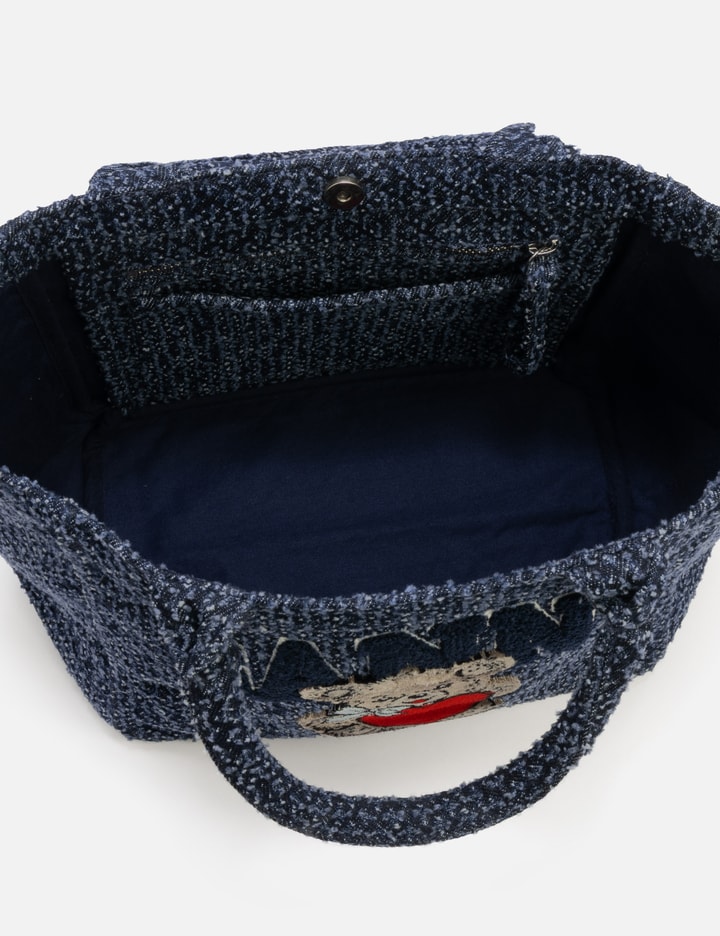 Ganni SMALL TRAPEZE SHOPPER BEAR TWEED DENIM