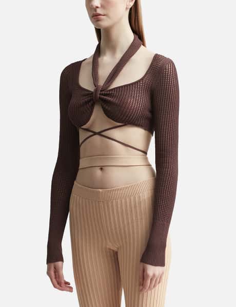 FISHNET KNIT CROP TOP view 7
