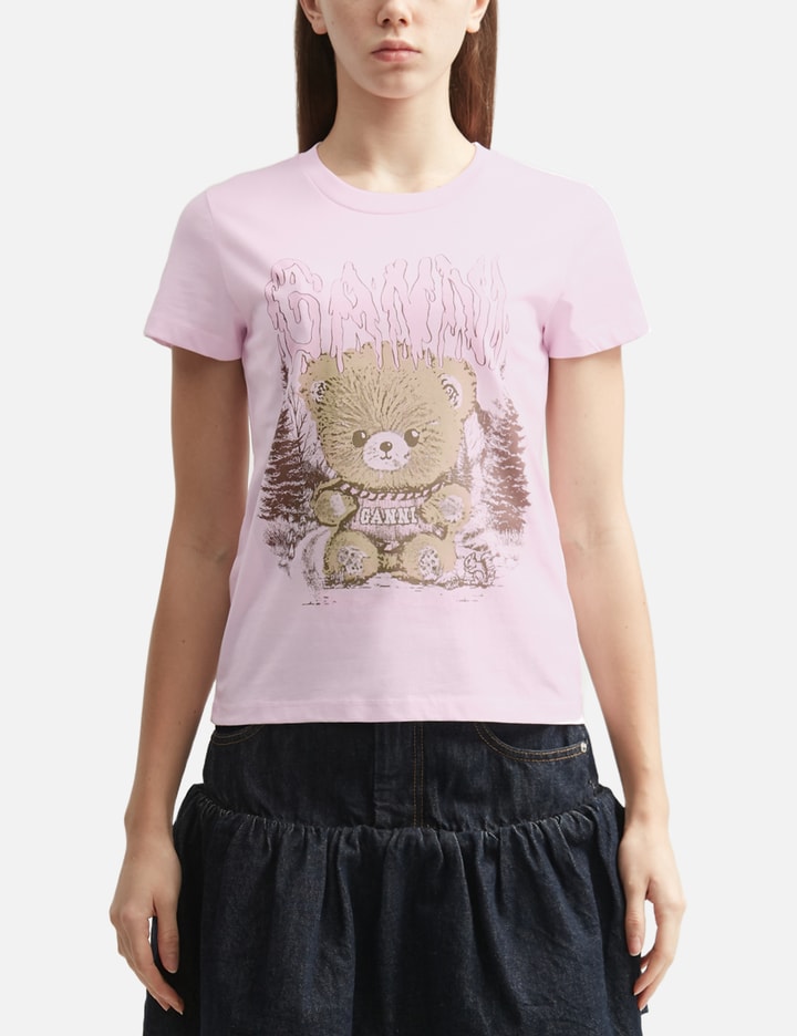 Ganni Baby Fit T-Shirt With Forest Teddy