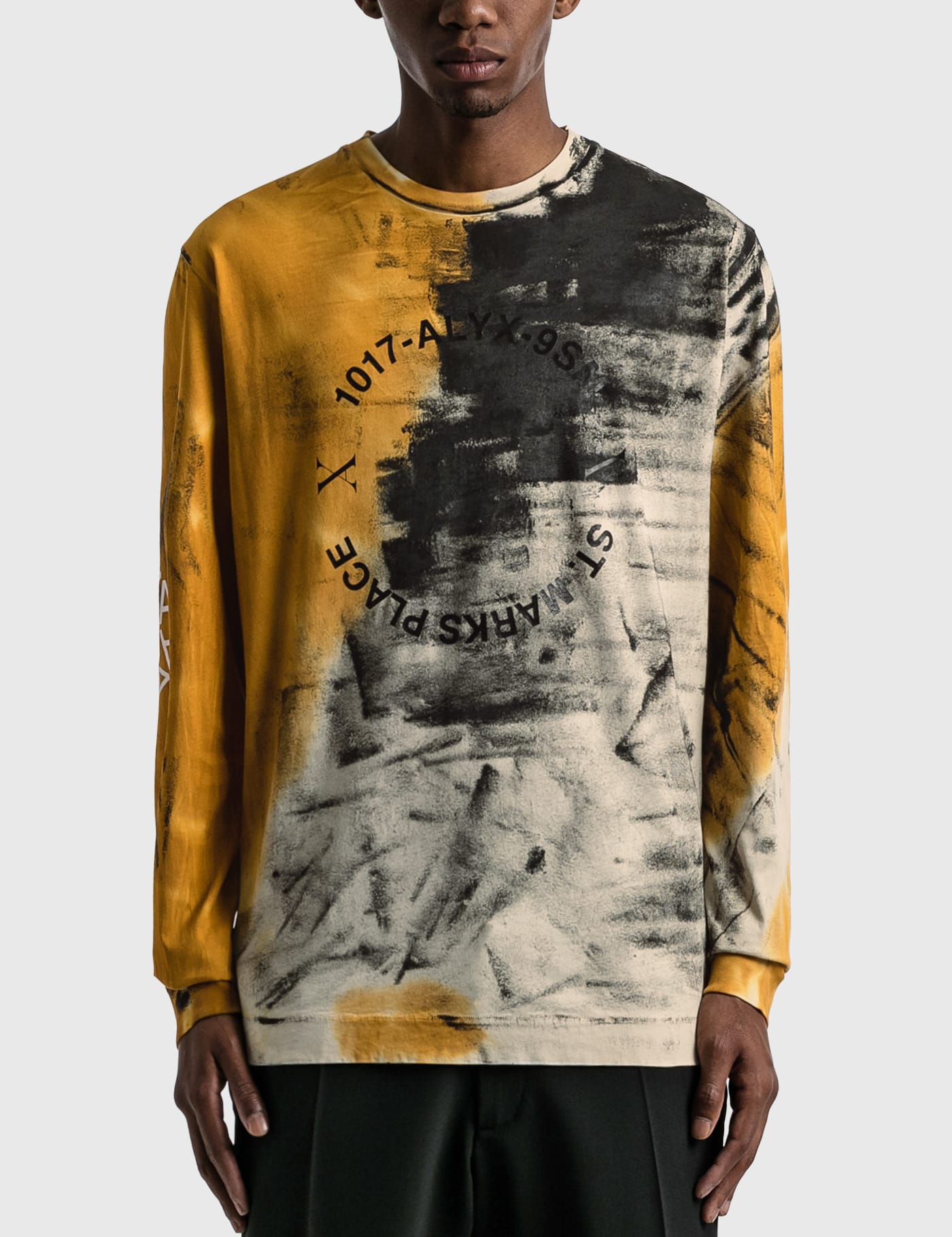Mens Clothing T-shirts Long-sleeve t-shirts 1017 ALYX 9SM Cotton Long Sleeve Graphic Logo T-shirt in Yellow for Men 