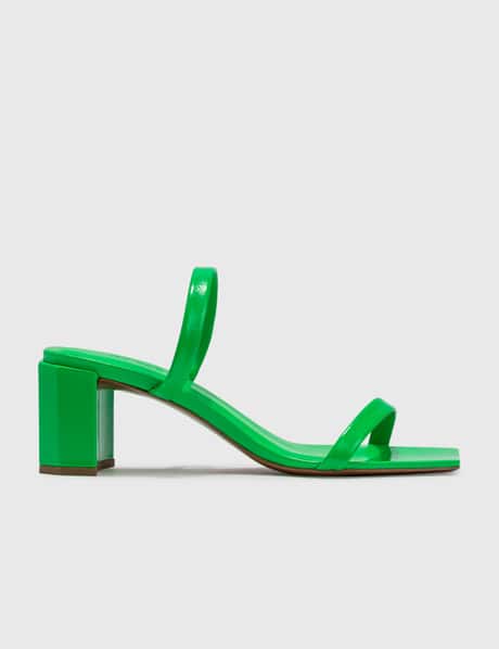 BY FAR Tanya Super Green Gloss Leather Sandals