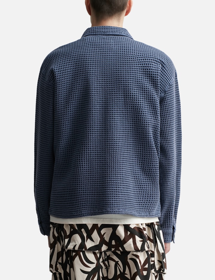 Brain Dead Waffle Button Front Shirt In Blue