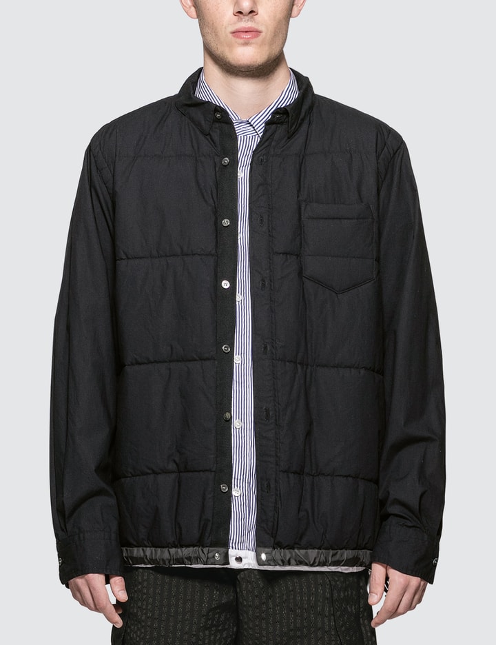 Sacai Bandana Print Quilted Cotton Shirt Jacket in Gray