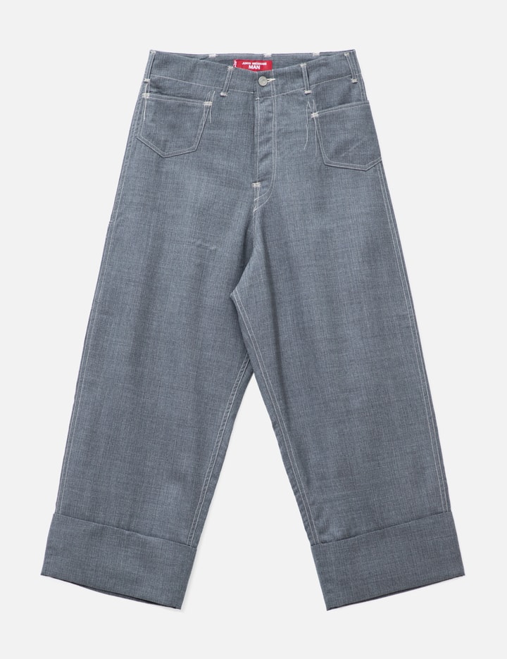 X Levi's Wool Pinstriped Wide Cropped Pants