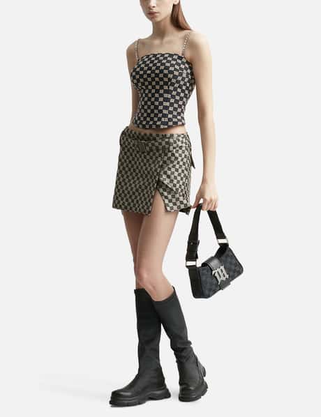 Louis Vuitton Leather Graphic Mini Skirt