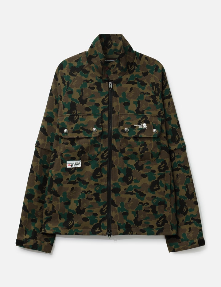 Bape Kazuki Kuraishi Pixelate Camo Detachable Zip Jacket In Brown