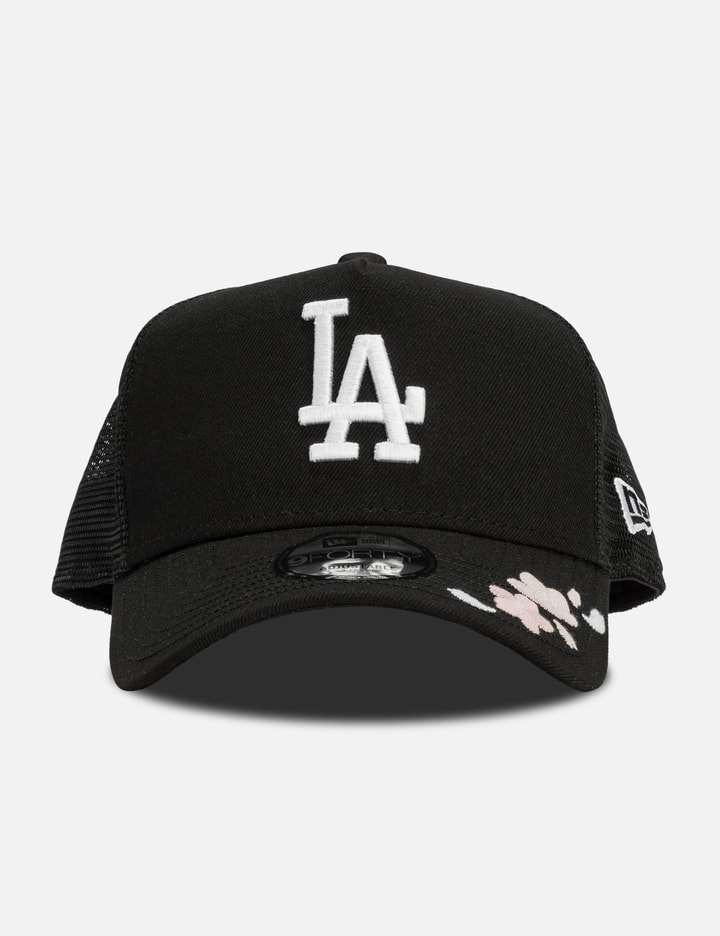 Shop New Era La Dodgers Sakura 9forty Trucker Cap In Black
