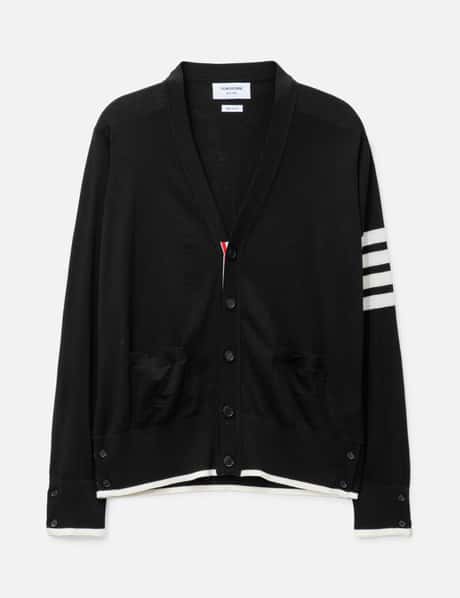 Thom Browne Fine Merino Wool 4-Bar Relaxed Fit Cardigan