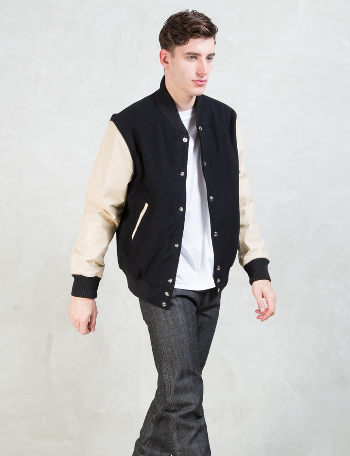 Black/Off White Classic Varsity Jacket Placeholder Image