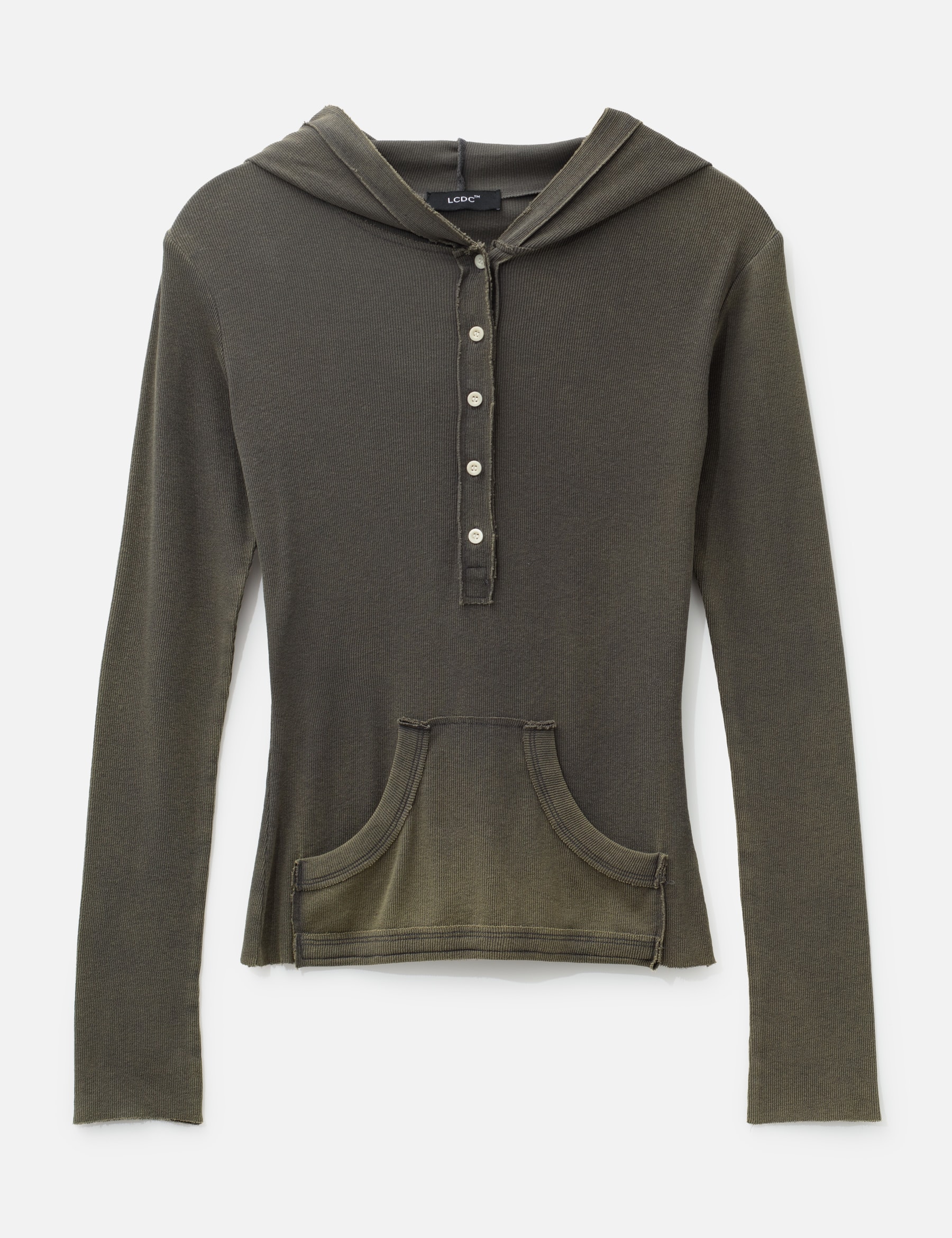 Button-Front Washed Hoodie view 16