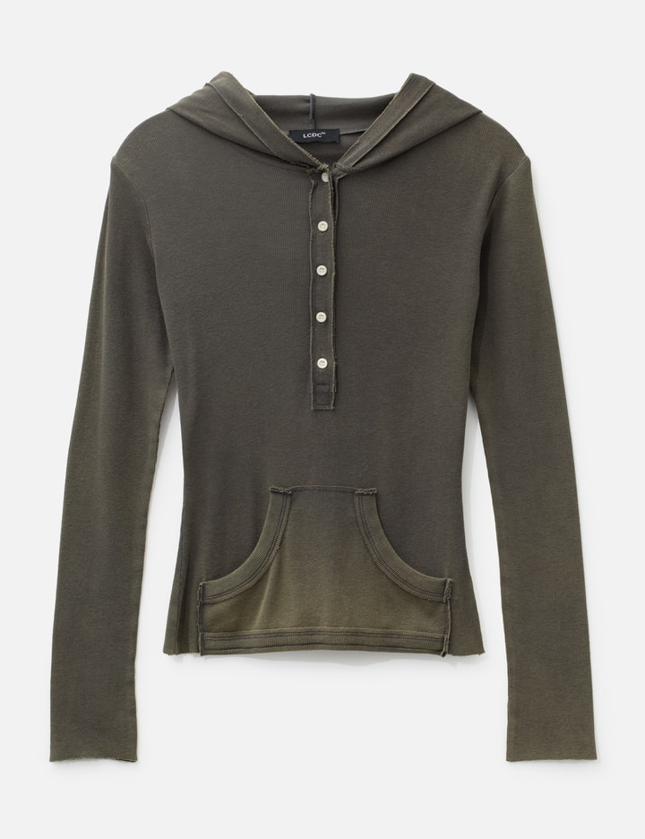 LCDC Button-Front Washed Hoodie