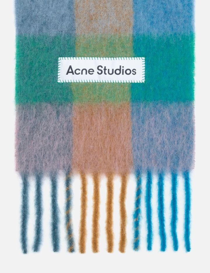 Shop Acne Studios Mohair Checked Scarf In Multicolor