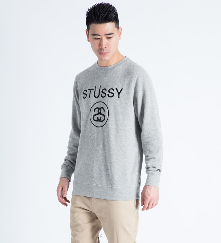 Heather Grey Stussy Link Embossed Crewneck Sweater Placeholder Image