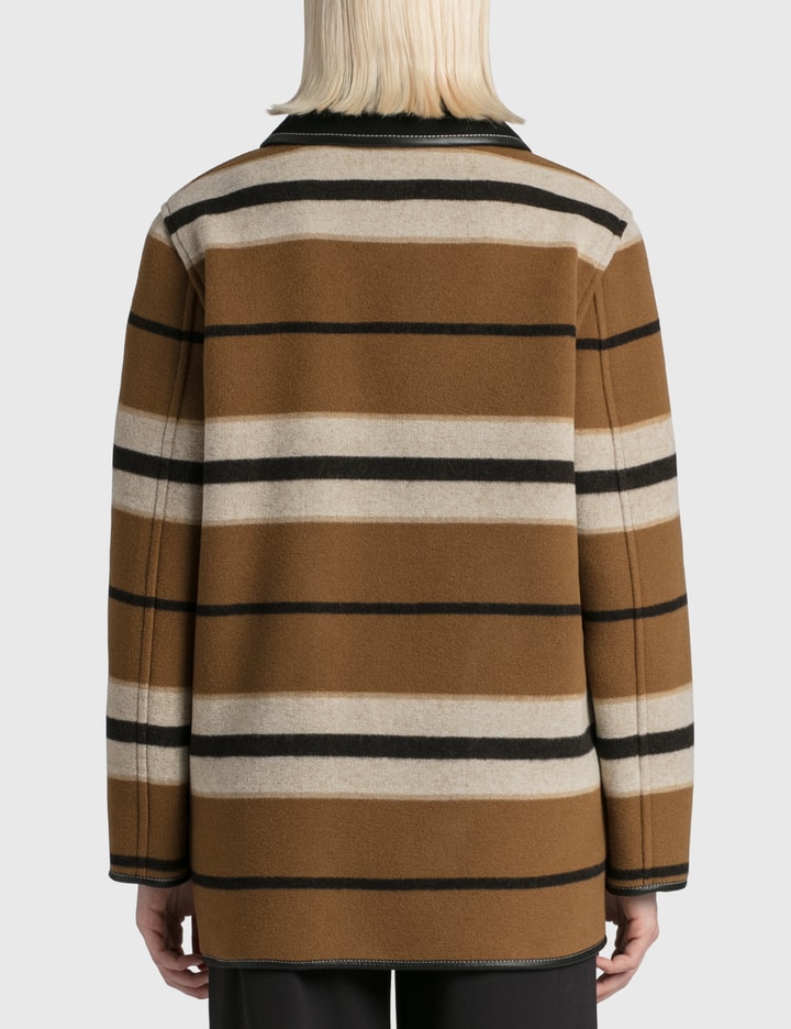 Lambskin Trim Striped Wool Barn Jacket Placeholder Image