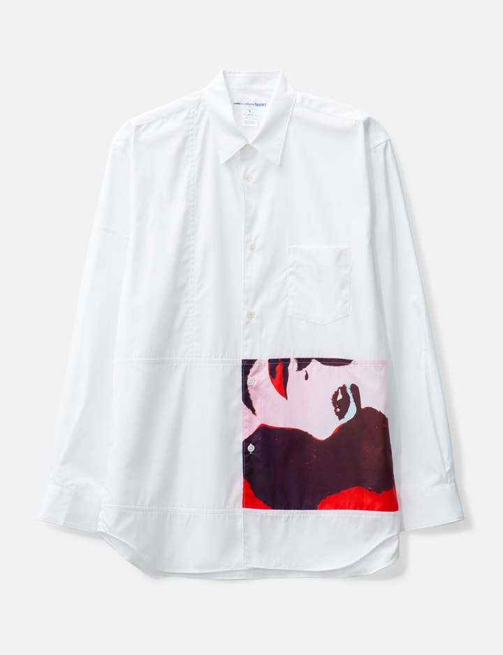 Cdg Shirt Elizabeth Taylor Collage Long Sleeve Shirt In White