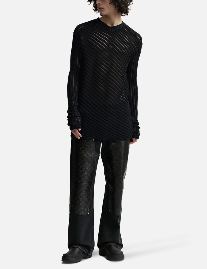 Monofilament Pinstripe Knitted Longsleeve Black Placeholder Image