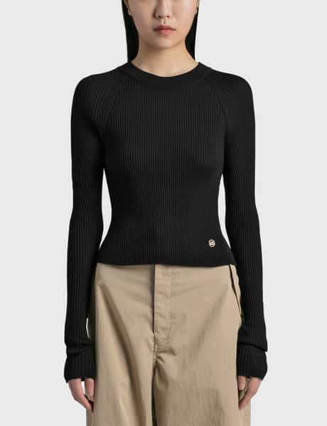 Recto Signature Open Back Detail Cropped Sweater