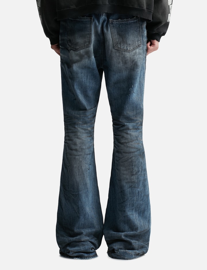 Oil Stained Wrinkled Wide Flare Jeans Placeholder Image