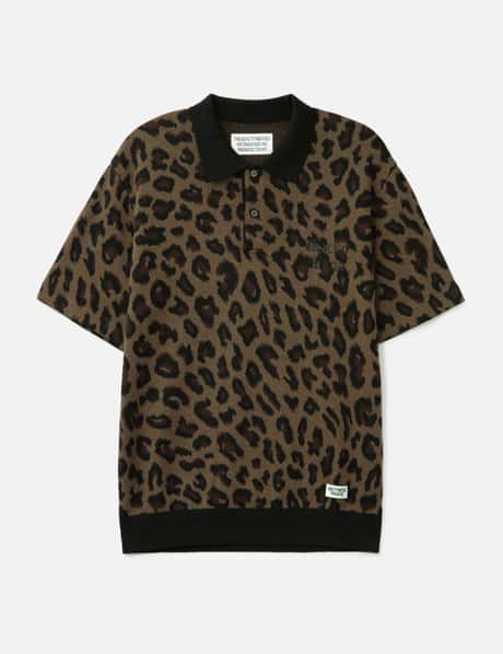 Wacko Maria Leopard Knit Jacquard Polo Shirt