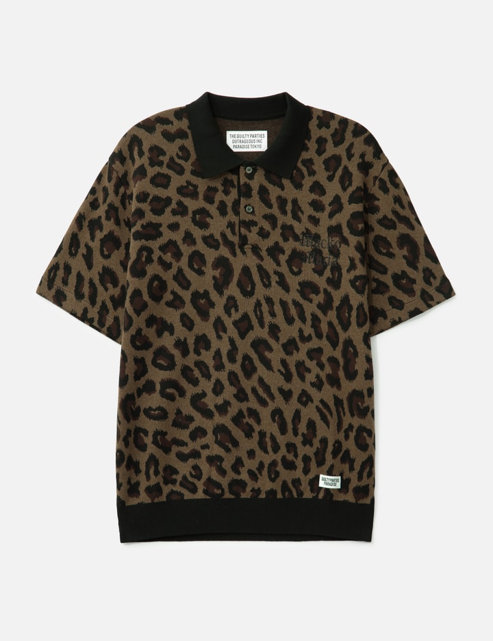 Leopard Knit Jacquard Polo Shirt Placeholder Image
