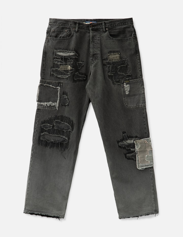 Supreme Blackmeans Patchwork Denim Jeans In Black