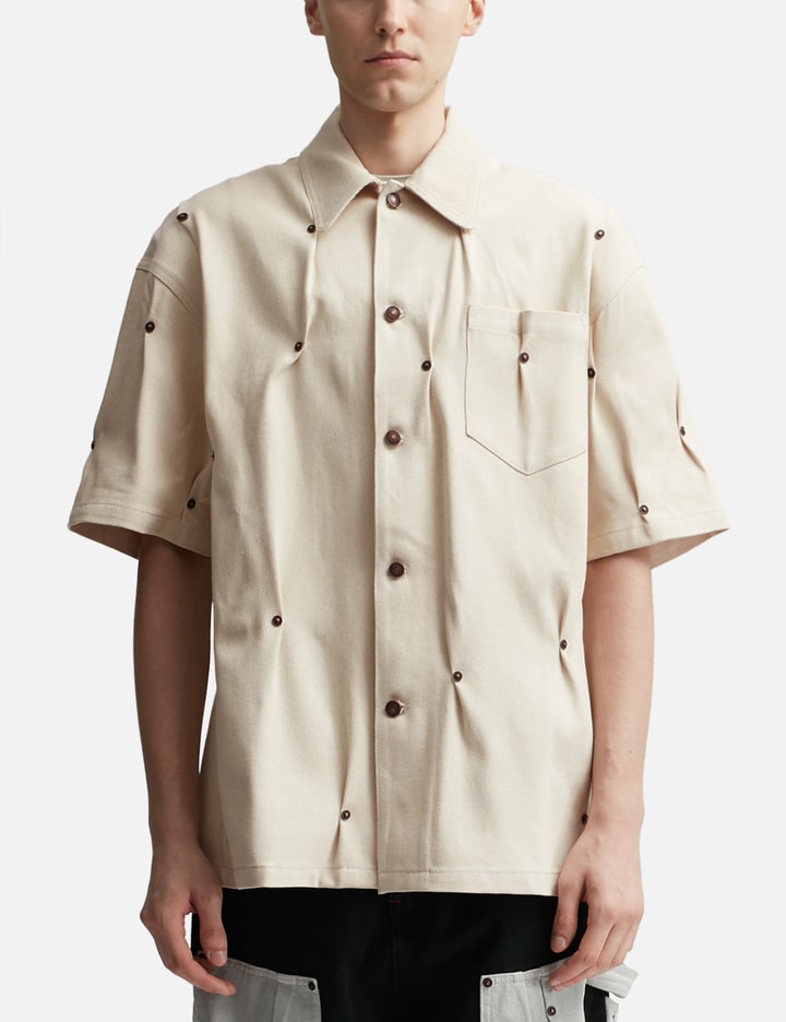 Shop Kusikohc Multi Rivet Denim Short Sleeve Shirts In White