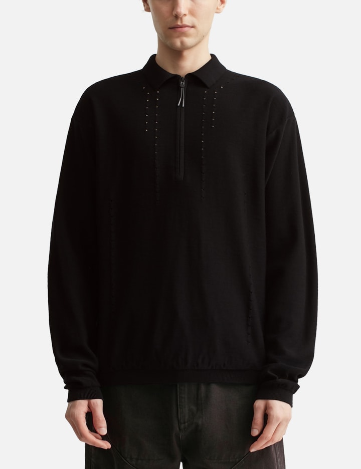 Pinched Wool Knit Polo Placeholder Image