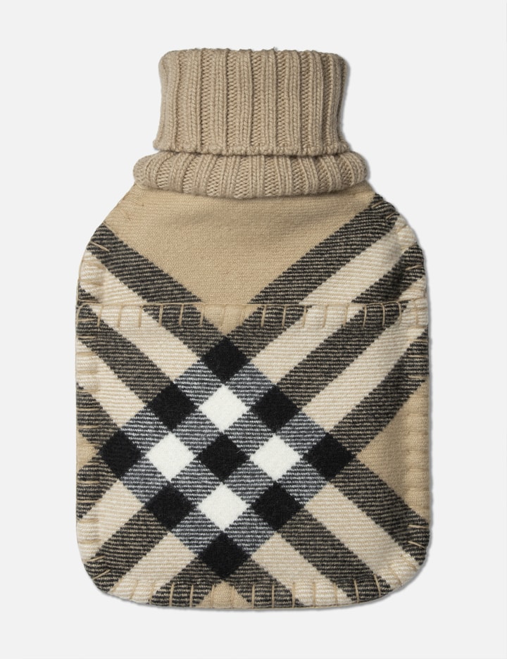 Shop Burberry Check Cashmere Wool Hot Water Bottle In Beige