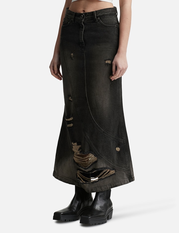 Damaged Denim Long Skirt Placeholder Image