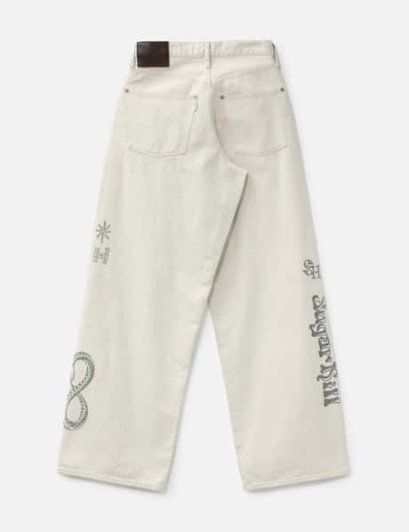Tattoo Flash Print Modern Denim Wide Cut view 8
