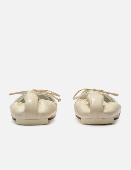 Square-Toe Leather Ballerina Shoes view 10