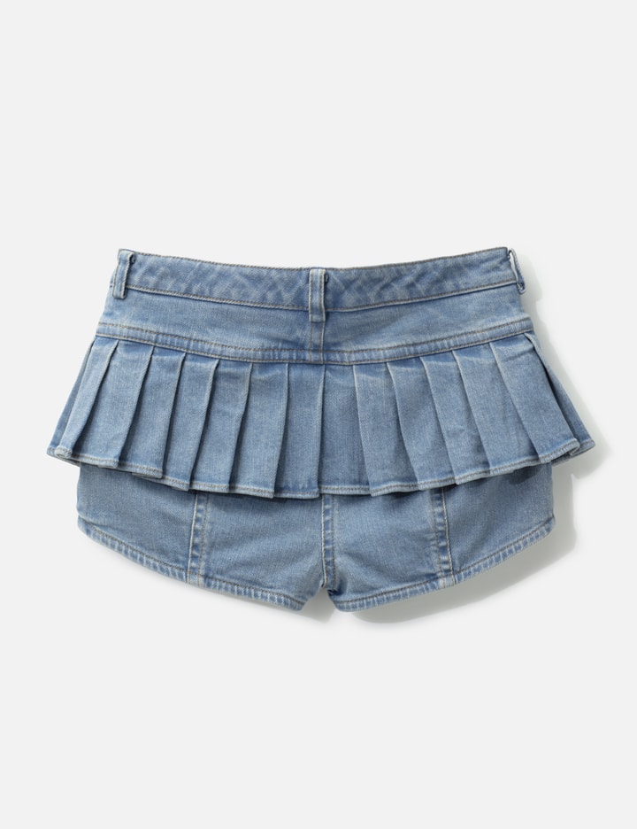 GRACE ELWOOD Pleats Washied Denim Shorts
