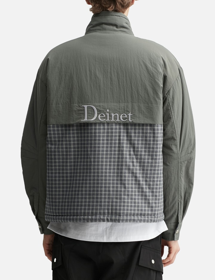 Deinet Check Contrast Bomber Jacket Charcoal In Gray